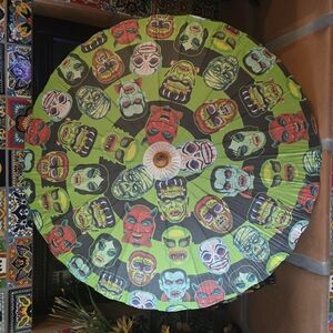 Vibrant Green and Black Party Umbrella